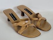 Etienne Aigner tan knotted petal square square to heeled sandals size 7½