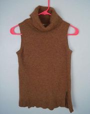 J. Crew Factory Turtleneck Sweater Tank Brown Sleeveless Pullover Wool Blend XXS
