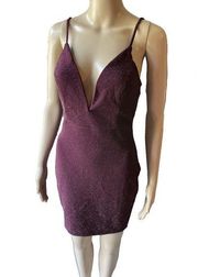 Lulus  Plum Purple Glitter Bodycon Mini Dress Size M (see description)