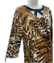 Slinky Brand Women’s Long Sleeve Animal Print Top Size Medium #1044