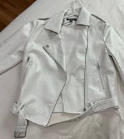 White Faux Leather Moto Biker Jacket 