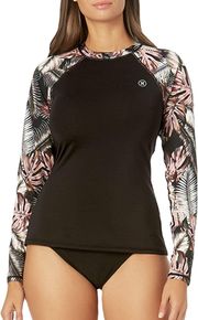 scattered palms Long Sleeve Rash Guard Shirt Top Cover Up swimwear surf beach