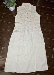 Polo Garage natural Linen button down sleeveless dress sz 2