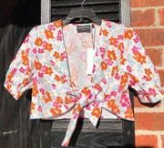 NWT The Fifth Label Floral Button Tie Crop Top S