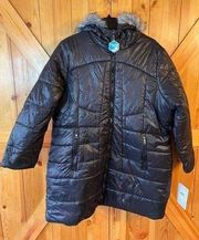 Pacific Trail Puffer Jacket Long Parka Womens Sz 2X Removable Faux Fur Trim Hood