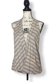 striped open front draped top