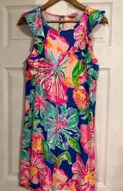 Lilly Pulitzer multi-colored dress with ruffle detail. Size medium.