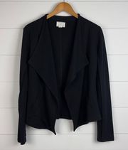 Caslon Black Cardigan Jacket Open Front  Drape Collar Size S