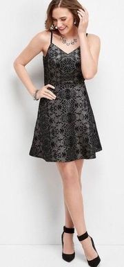 Maurices Black Floral Velvet Flecked Formal Mini Dress Women’s Size XS