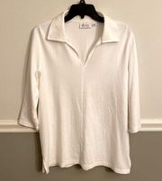 Women’s Denim & Co. White V-Neck Tunic Top Size Large