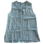 L'Agence Tank Top Womens 0 XX Small Blue Silver Studded Loose Shift V Neck Silk