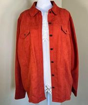 Coldwater Creek - Burnt Orange Faux Suede Button Down Top - Size XL