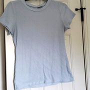 Charlotte Russe Ribbed Tee, pale blue, short sleeved, Size L