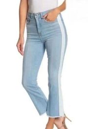 Veronica Beard 11" Carly Kick Flare Side Striped Jeans Light Wash Size 25