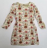 Sapphire Dress Women Medium Green Red Floral Dress Buttons Split Mini