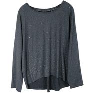 Marc New York Womens Large Top Rhinestones Gray High Low Jersey Knit 687