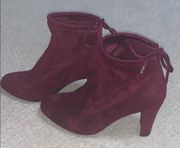 Maroon booties with tie in the back!