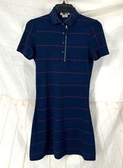 Lacoste navy blue red striped dress