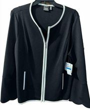 NWT $72 RAFAELLA BLACK Zip Jacket Blazer XL Black White