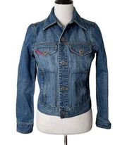 Tommy Hilfiger Button Denim Jean Jacket Blue Collared Logo Pocket Women Size S