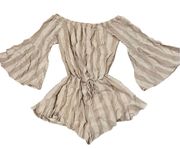 Off the shoulder stripped blush white romper-medium