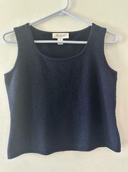 St. John Tank Sweater Wool Sleeveless Scoop Neck Navy Blue Small