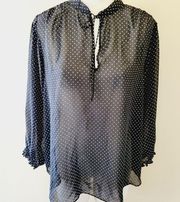 American Living black polka dot blouse size xl