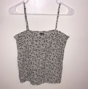 black & white floral camisole blouse tops