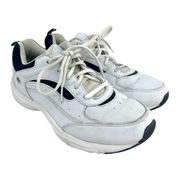 Easy Spirit Grasp Athletic Shoes Womens US 8 White Navy Blue Leather Dad Sneaker