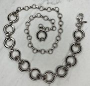 Soho Design Vintage Horsebit Silver Tone Chain Link Belt OS One Size