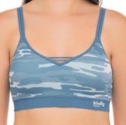 Kindly Yours Reef Blue camouflage caged v-neck bralette size XXL