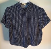 Polka Dot Cropped Button Up T-Shirt