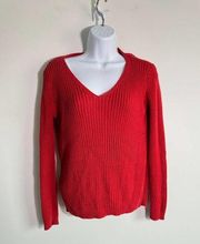 Wooden Ships Red V Neck KNnit Sweater SIZE XS/S