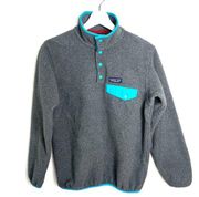 PATAGONIA  Synchilla Snap T fleece pullover gray/teal  Size XS