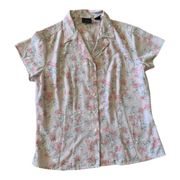 Laura Scott daisy pink button up blouse for women size large 14