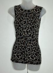 Tory Burch 100% Wool Cheetah Animal Print Sleeveless Top size Small brown tan