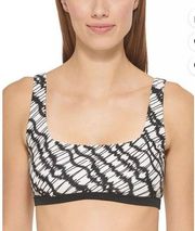 DNKY Black/White Printed Square Neck Bikini Top, Large