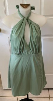 Med  Green Halter Dress