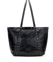 Patricia Nash Benvenuto Black Leather Distressed Large Tote Bag Studded Purse