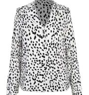 Cupshe Black White Spotted Blazer Long Sleeve Button Up Blouse Women's Sz XS