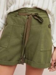 Anthropologie Green Belted Utility Shorts size 31 Philippa Belted Utility Shorts