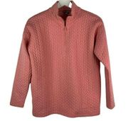 T by Talbots Quilted Jacquard 1/4 Zip Mock Neck Pullover Shirt Women’s Sz P 0-2