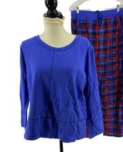 Nautica Women Pajama Set Blue Plaid Fleece Cozy Small