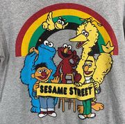 Sesame Street Women's Grey Front & Back Graphics Short Sleeve Tee Size S