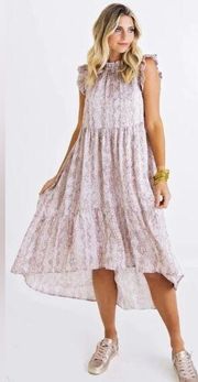 NWT Karlie python ruffle hi lo dress blush size L