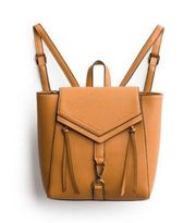 Melie Bianco Lannie Structured Backpack in Cognac camel brown vegan leather