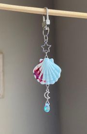 ceramic shell & Czech glass keychain/bag charm/accessory 🐚☀️🌙