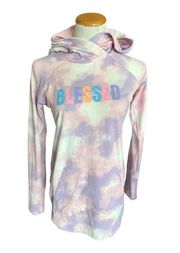 Womens Lularoe Amber Tie Dye Blessed Inspirational Hoodie Hooded Top  - Sz XS