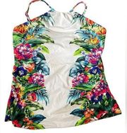 Venus Tropical Escape Coastal Island Floral Ruched Side Halter Tankini Swim Top