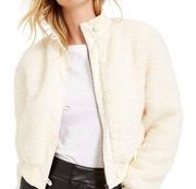 Bar III white Sherpa bomber jacket